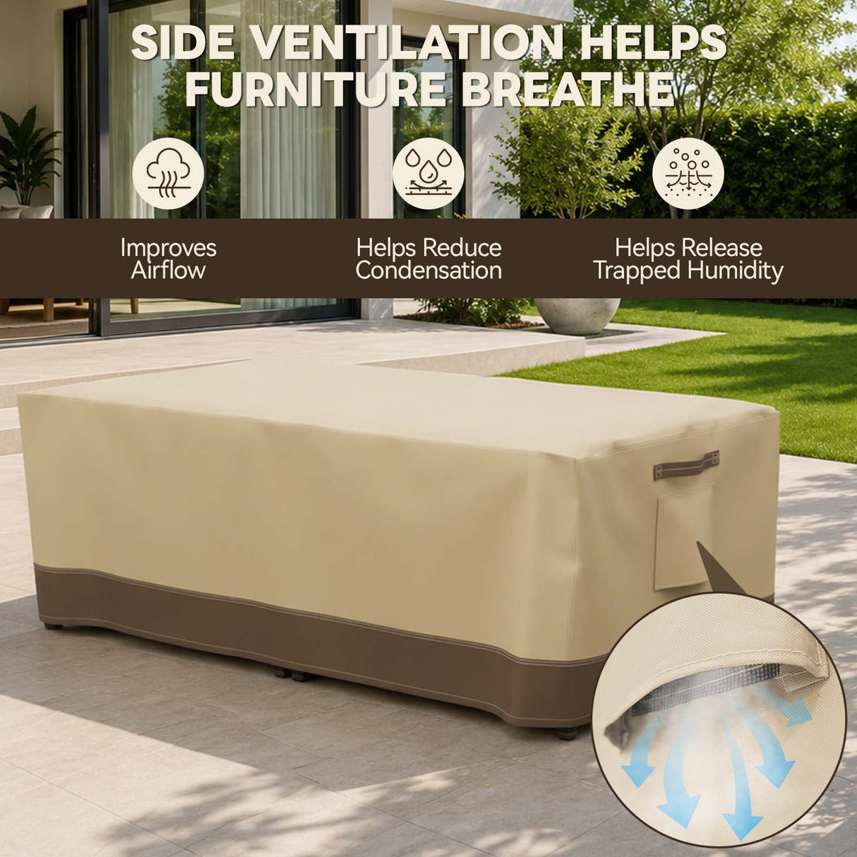 Patio Furniture Cover, 2 Ottomans Large 46.5''W×23.5''D×16.5''H - Eagle Peak®