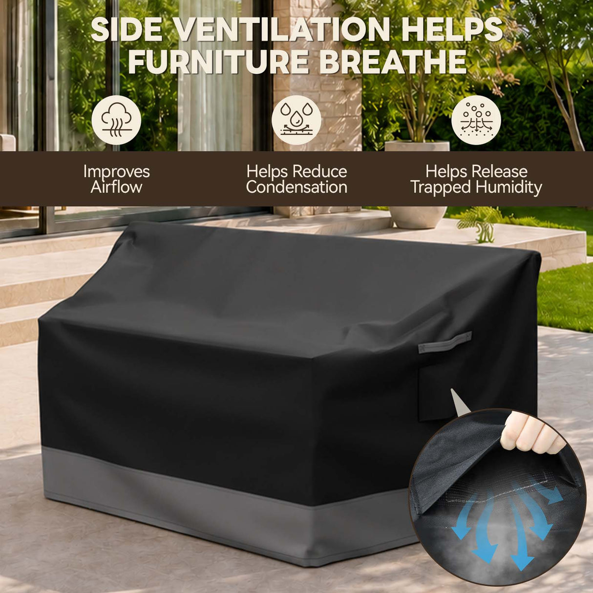 Patio Furniture Cover, Large Loveseat 66''W×29.5''D×29.5''H - Eagle Peak®