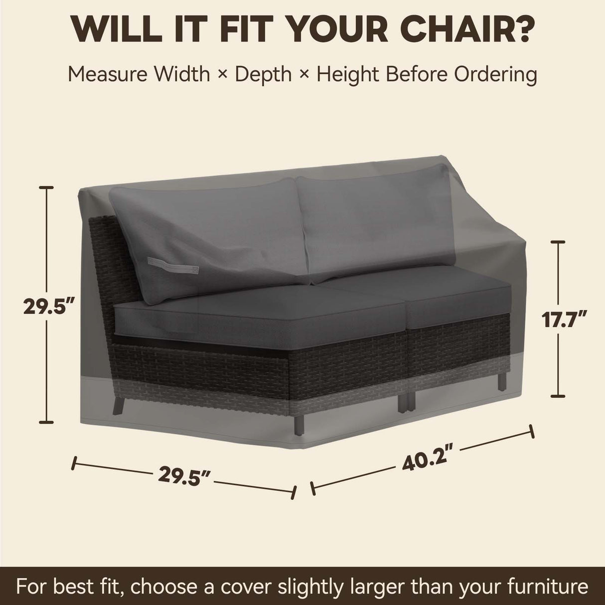 Patio Furniture Cover, Large Loveseat 66''W×29.5''D×29.5''H - Eagle Peak®