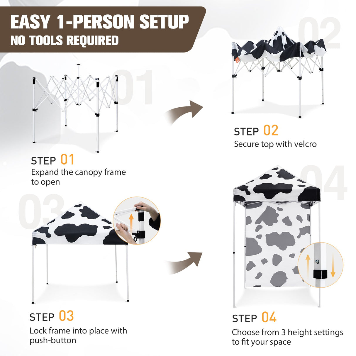 Pop up Canopy 5x5 with One Removable Sunwall, Carry Bag Included - Eagle Peak Custom Canopy Tent