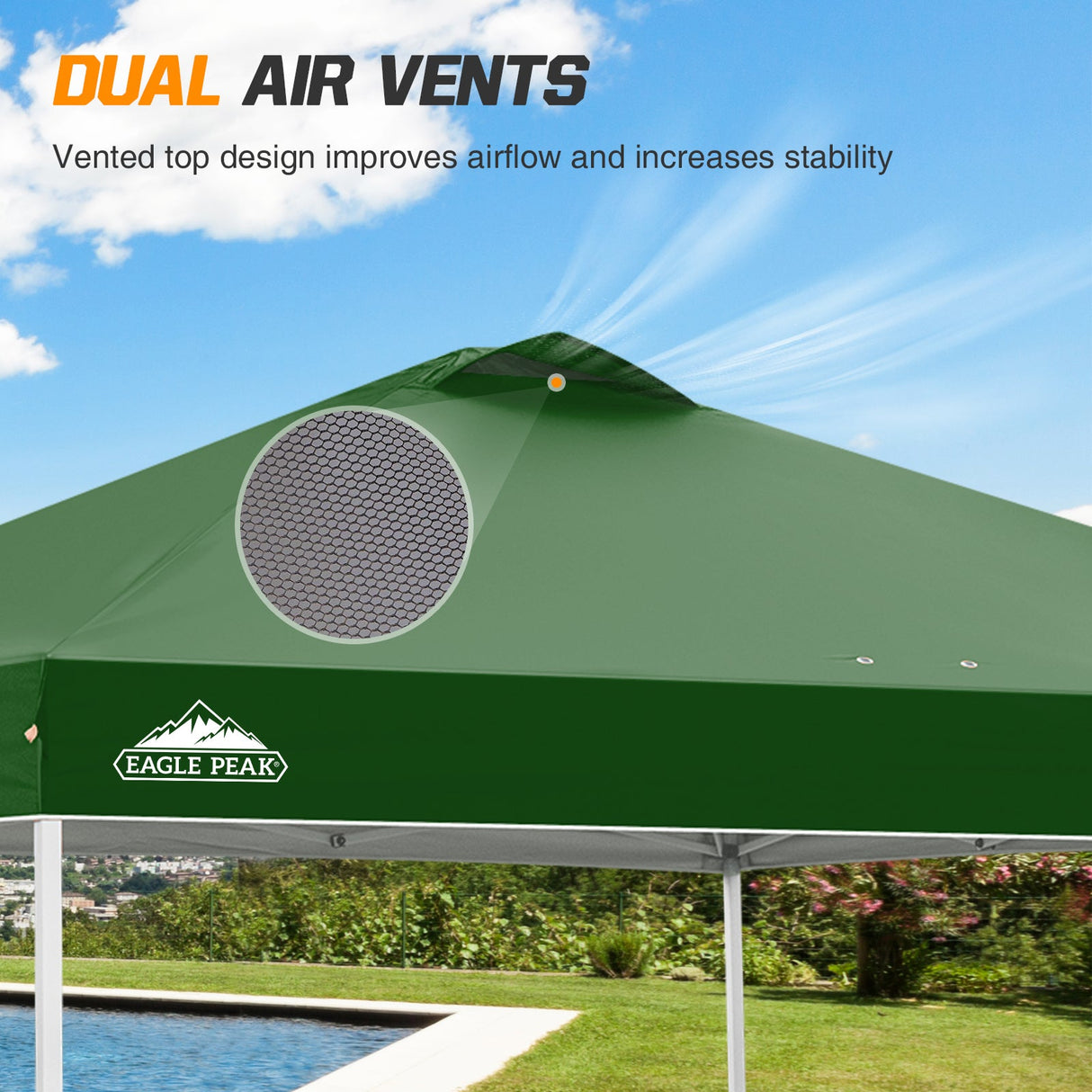 Replacement Canopy Cover with Air Vent for 10x10 Pop Up Canopy Tent, Top Only - Eagle Peak Custom Canopy Tent