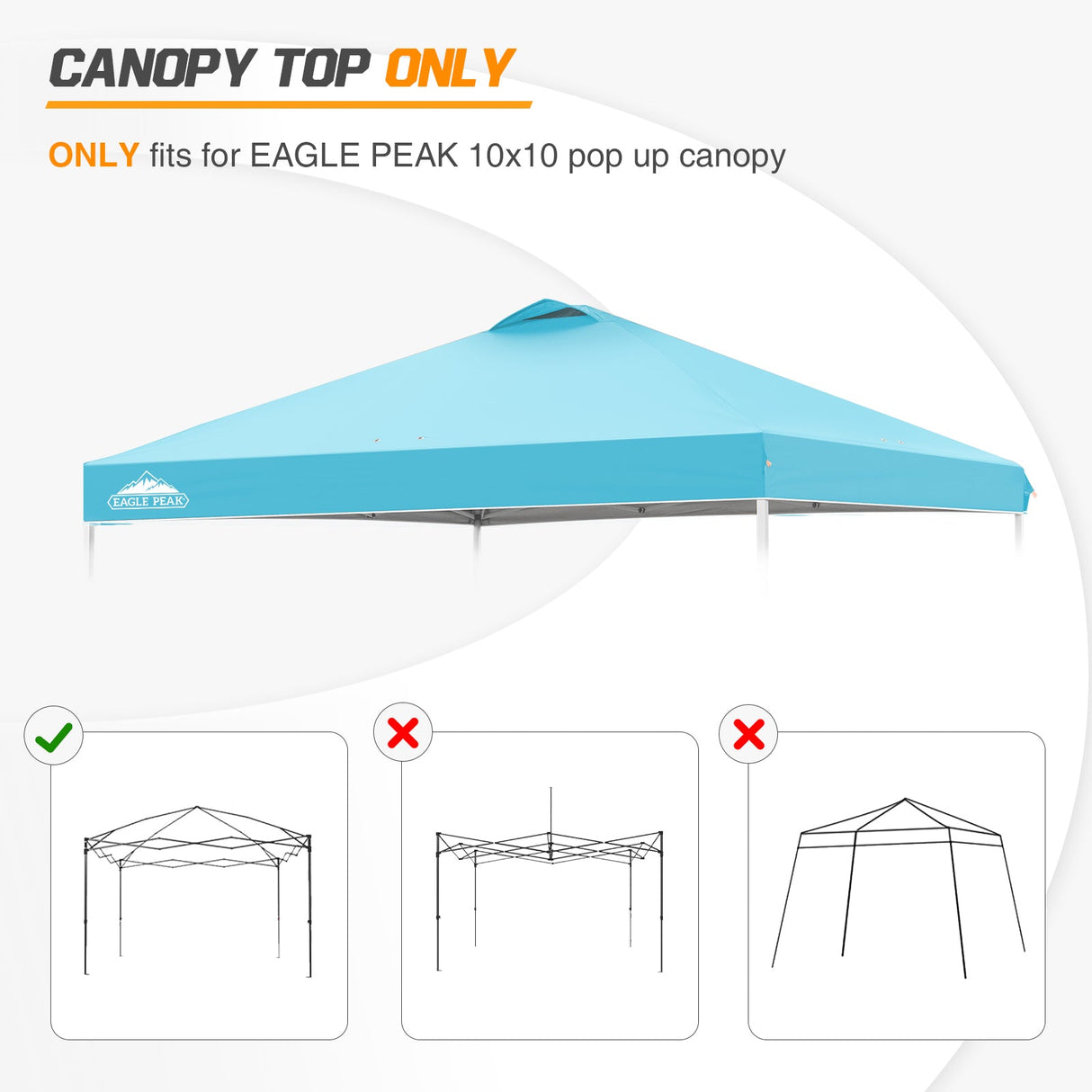 Replacement Canopy Cover with Air Vent for 10x10 Pop Up Canopy Tent, Top Only - Eagle Peak Custom Canopy Tent