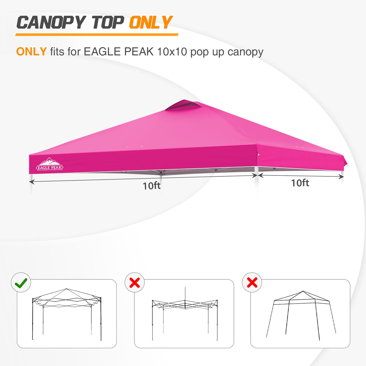 Replacement Canopy Cover with Air Vent for 10x10 Pop Up Canopy Tent, Top Only - Eagle Peak Custom Canopy Tent