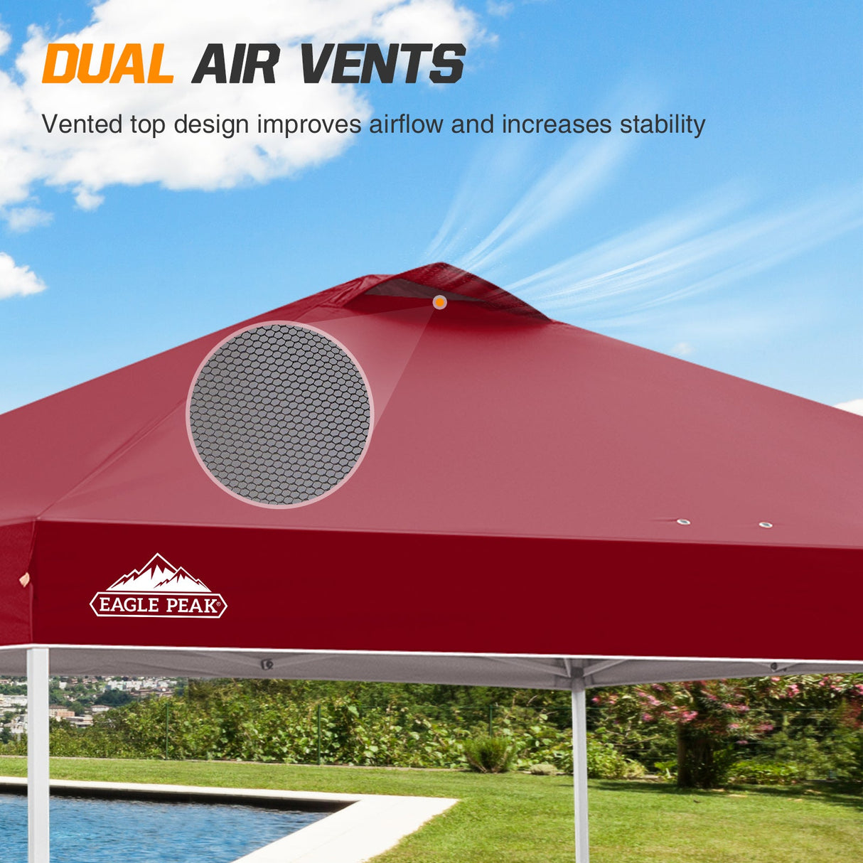 Replacement Canopy Cover with Air Vent for 10x10 Pop Up Canopy Tent, Top Only - Eagle Peak Custom Canopy Tent