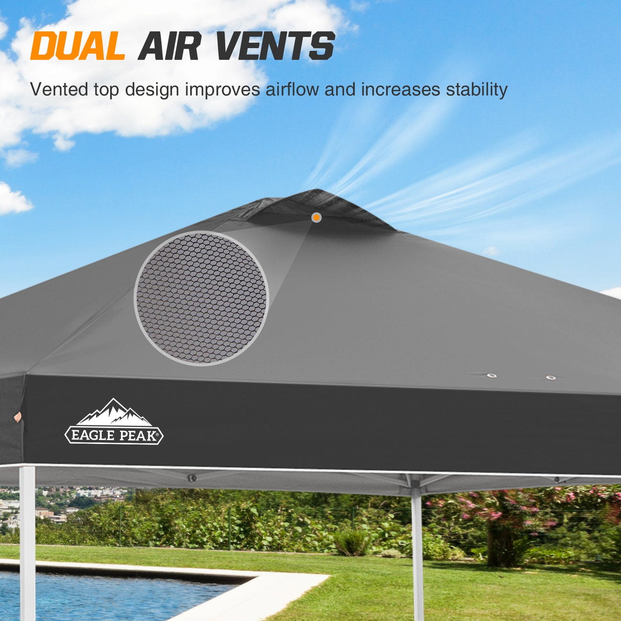 Replacement Canopy Cover with Air Vent for 10x10 Pop Up Canopy Tent, Top Only - Eagle Peak Custom Canopy Tent