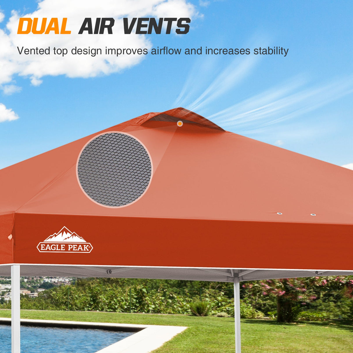 Replacement Canopy Cover with Air Vent for 10x10 Pop Up Canopy Tent, Top Only - Eagle Peak Custom Canopy Tent