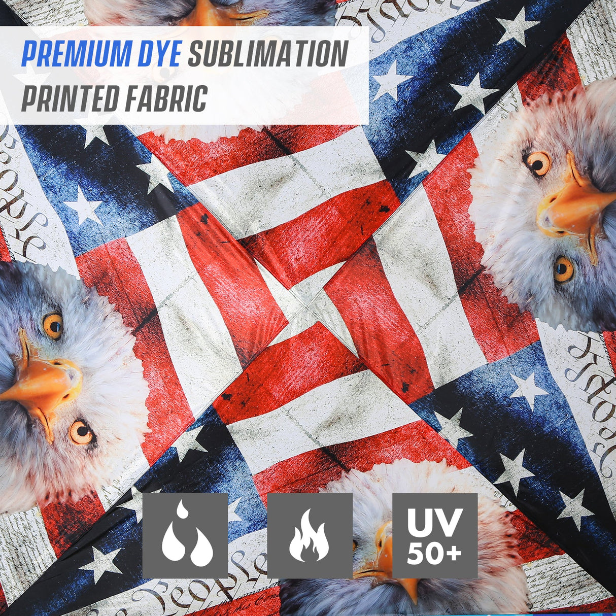 SHADE GRAPHiX Day Tripper 8x8 Pop Up Canopy Tent with Digital Printed Top(American Icon) - Eagle Peak Custom Canopy Tent