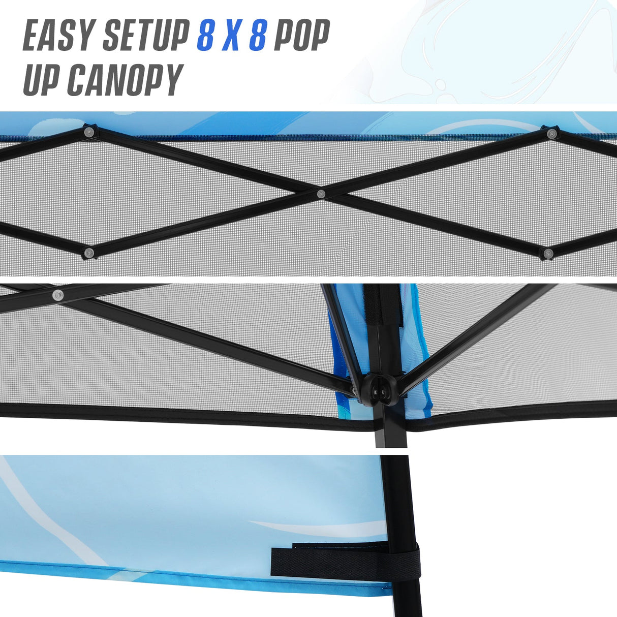 SHADE GRAPHiX Day Tripper 8x8 Pop Up Canopy Tent with Digital PrintedTop(Blue Abstract) - Eagle Peak Custom Canopy Tent