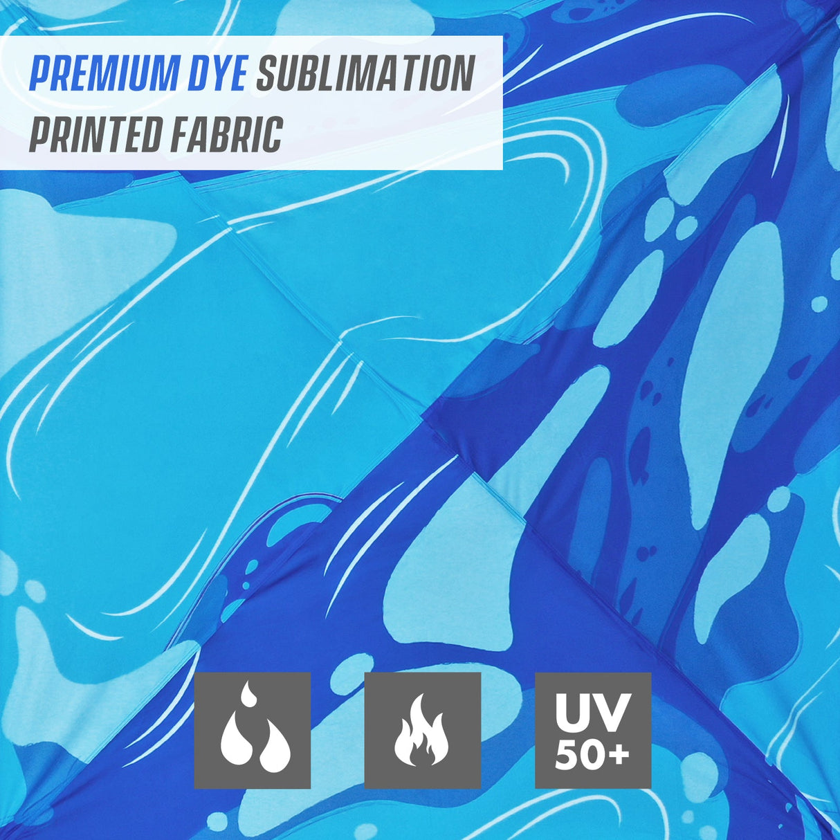 SHADE GRAPHiX Day Tripper 8x8 Pop Up Canopy Tent with Digital PrintedTop(Blue Abstract) - Eagle Peak Custom Canopy Tent