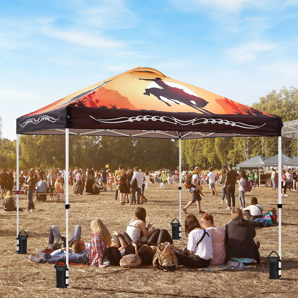 SHADE GRAPHiX Easy Setup 10x10 Pop Up Canopy Tent with Digital Printed Cowboy - Eagle Peak Custom Canopy Tent