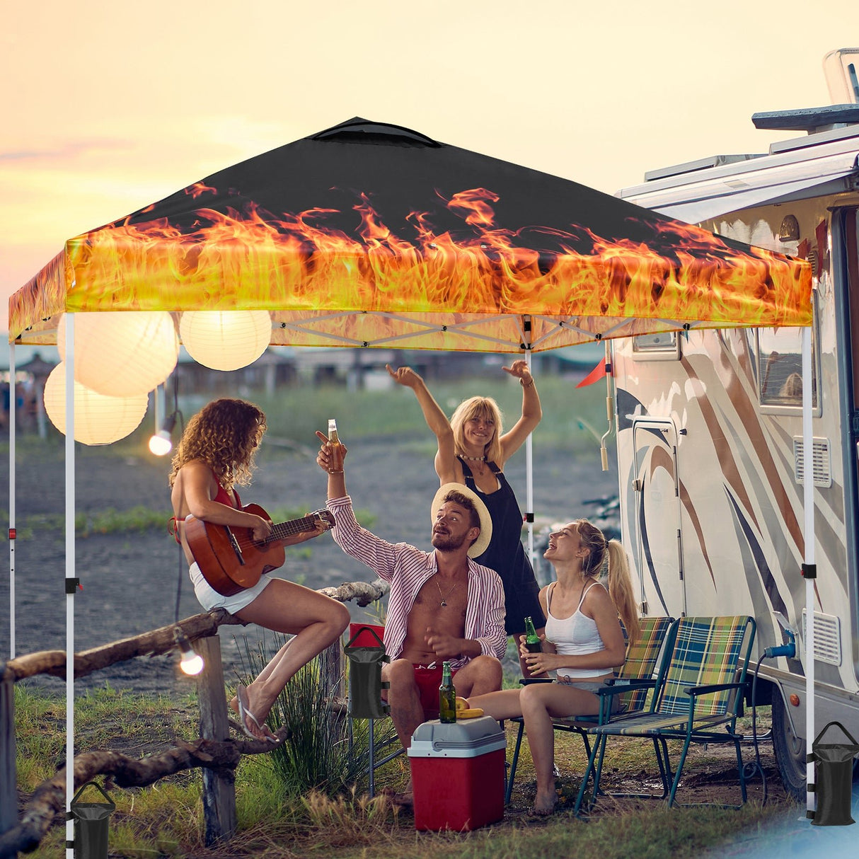 SHADE GRAPHiX Easy Setup 10x10 Pop Up Canopy Tent with Digital Printed Flame Top - Eagle Peak Custom Canopy Tent