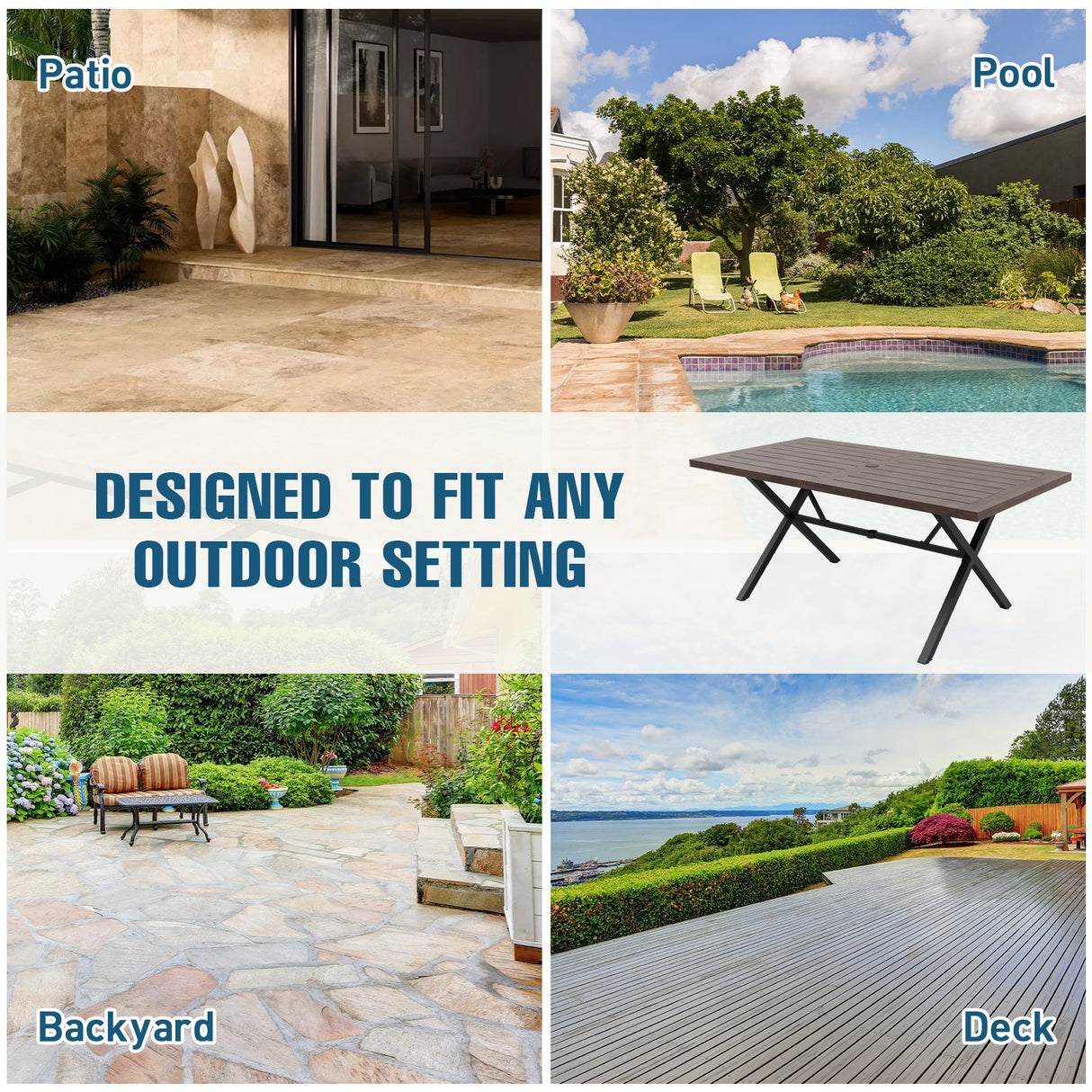 Sienna Bay Outdoor Dining Table for 6 - Eagle Peak Custom Canopy Tent