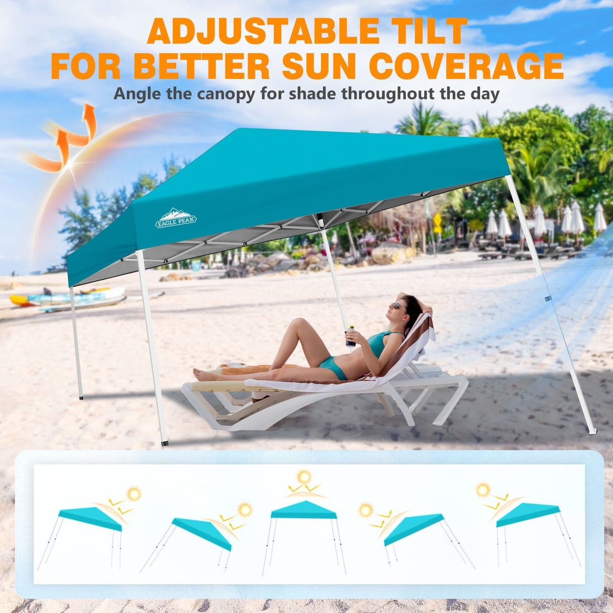 Slant Leg Pop up Canopy Tent, 10x10 Base 8x8 Top - Eagle Peak®