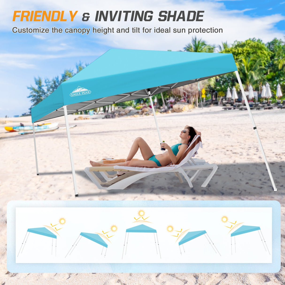 Slant Leg Pop up Canopy Tent, 10x10 Base 8x8 Top - Eagle Peak Custom Canopy Tent