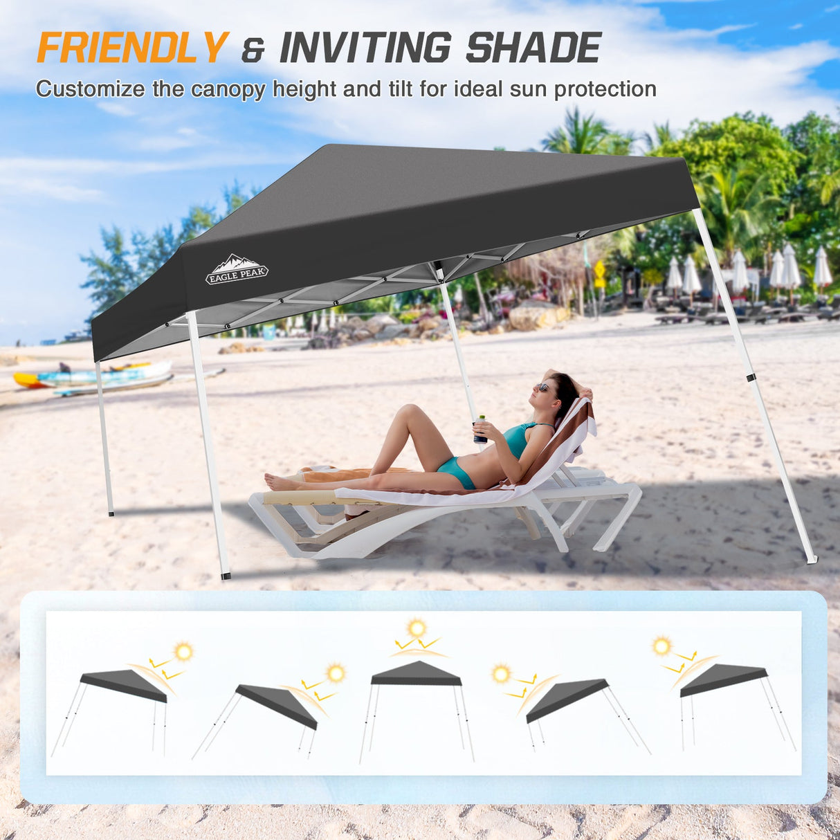 Slant Leg Pop up Canopy Tent, 10x10 Base 8x8 Top - Eagle Peak Custom Canopy Tent