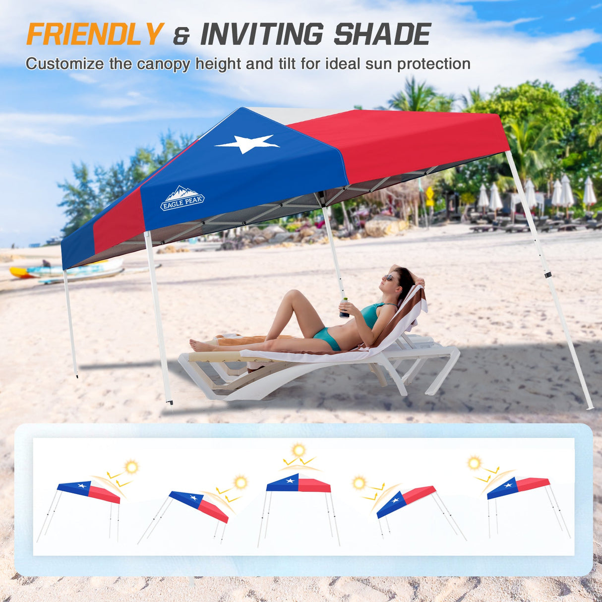 Slant Leg Pop up Canopy Tent, 10x10 Base 8x8 Top - Eagle Peak Custom Canopy Tent
