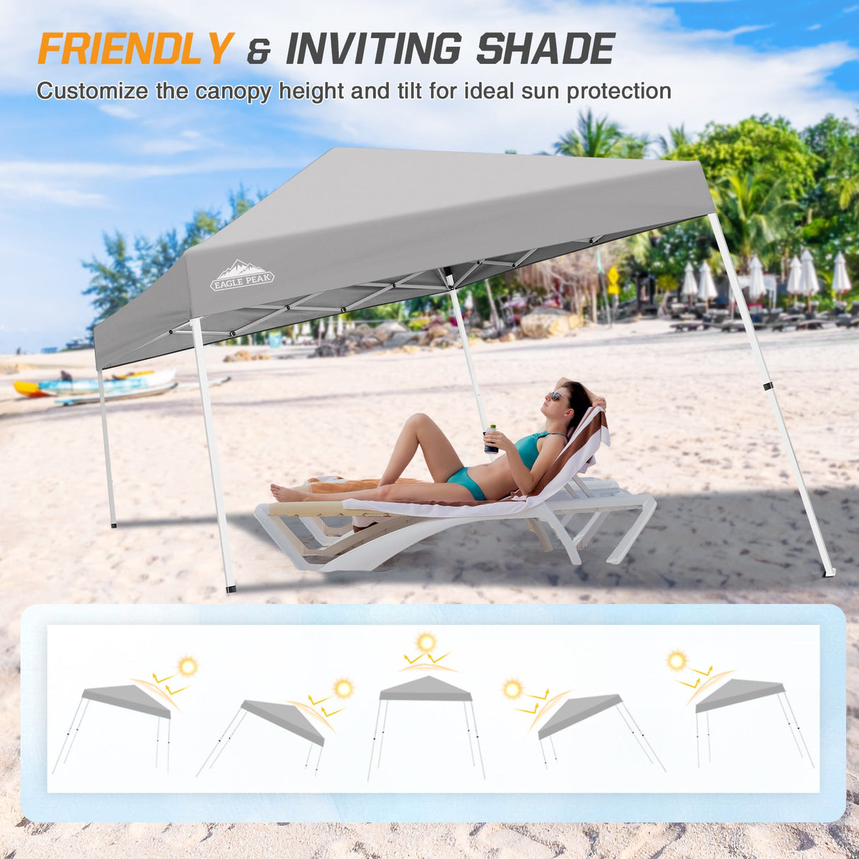 Slant Leg Pop up Canopy Tent, 10x10 Base 8x8 Top - Eagle Peak Custom Canopy Tent