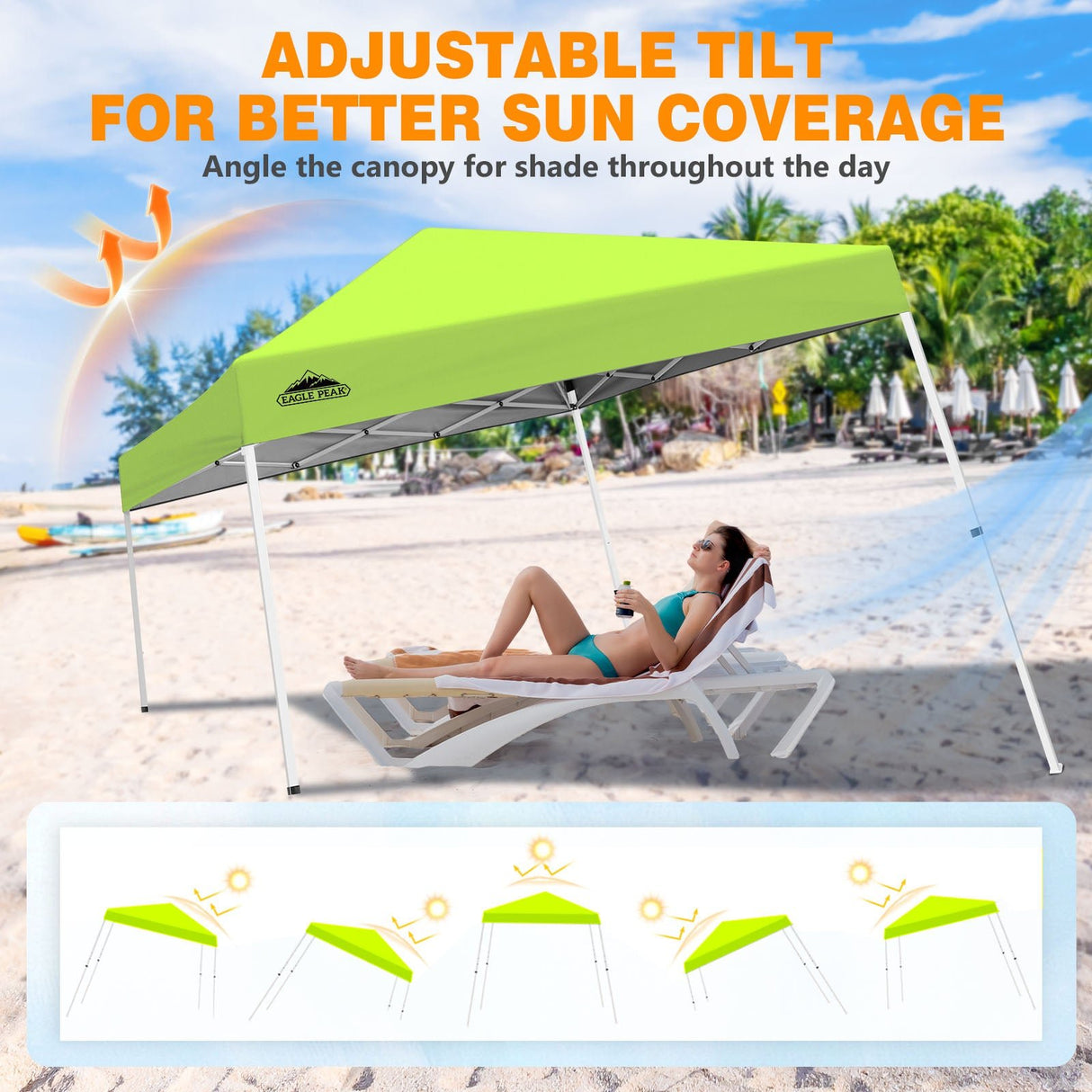 Slant Leg Pop up Canopy Tent, 10x10 Base 8x8 Top - Eagle Peak®