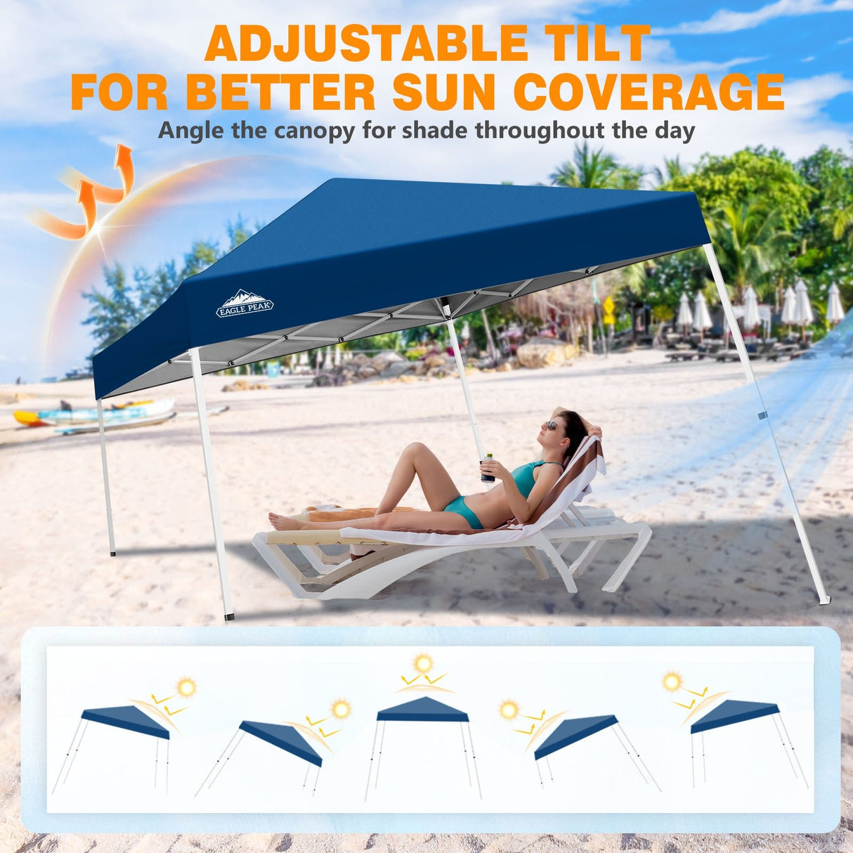 Slant Leg Pop up Canopy Tent, 10x10 Base 8x8 Top - Eagle Peak®