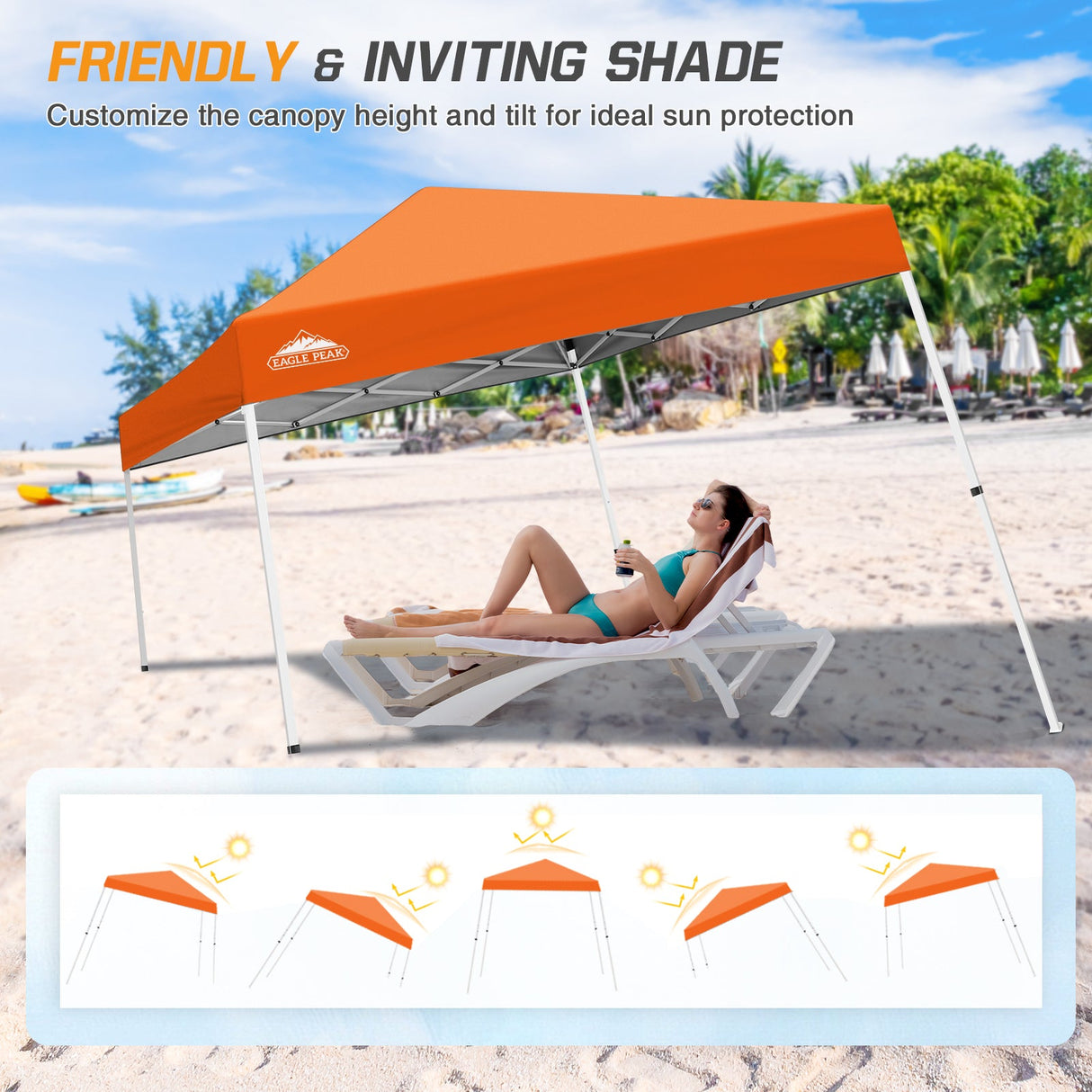 Slant Leg Pop up Canopy Tent, 10x10 Base 8x8 Top - Eagle Peak Custom Canopy Tent