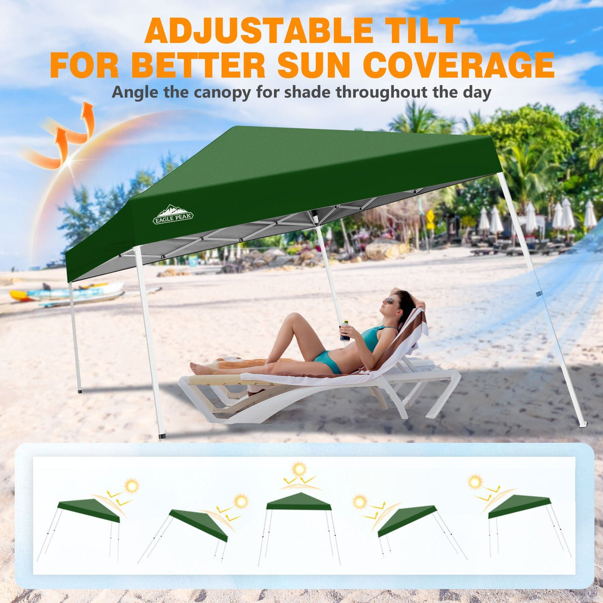 Slant Leg Pop up Canopy Tent, 10x10 Base 8x8 Top - Eagle Peak®