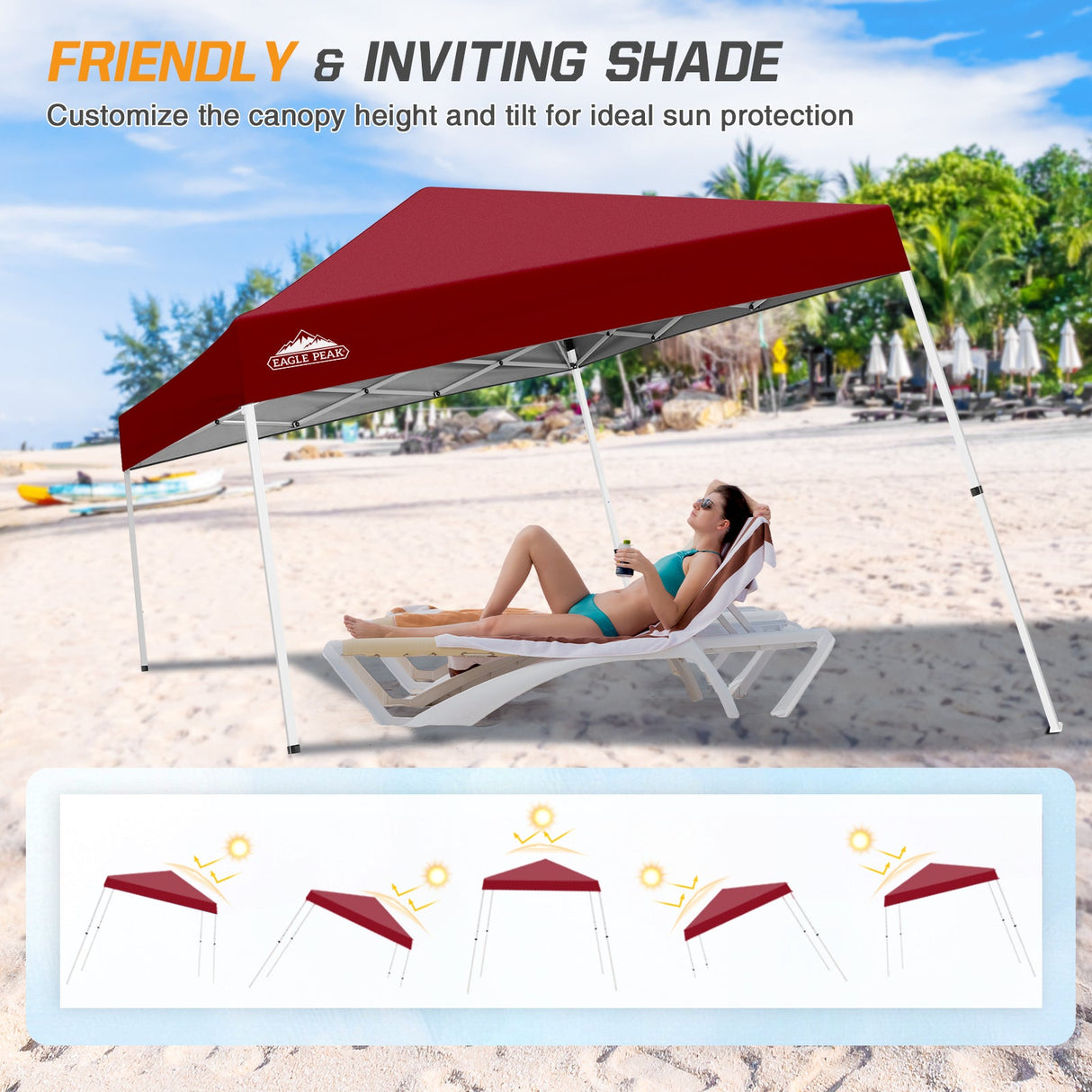 Slant Leg Pop up Canopy Tent, 10x10 Base 8x8 Top - Eagle Peak Custom Canopy Tent