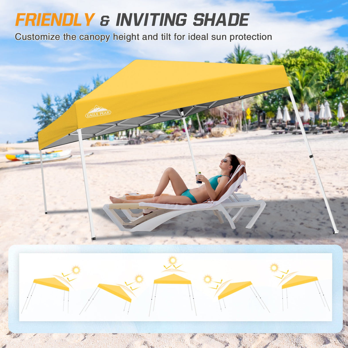 Slant Leg Pop up Canopy Tent, 10x10 Base 8x8 Top - Eagle Peak Custom Canopy Tent