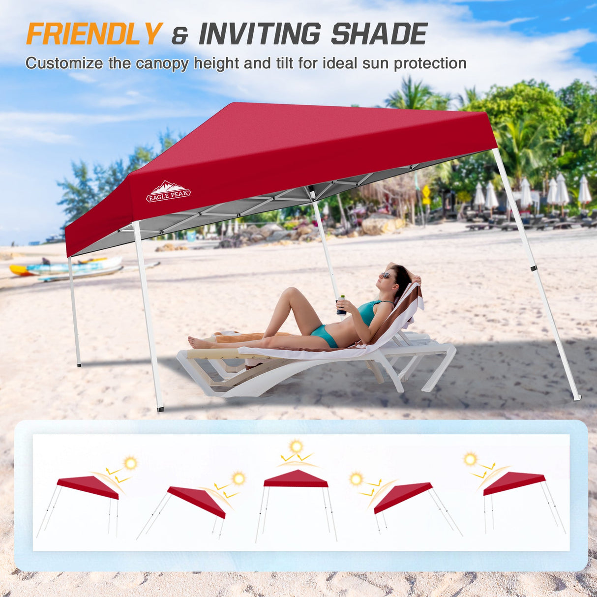 Slant Leg Pop up Canopy Tent, 10x10 Base 8x8 Top - Eagle Peak Custom Canopy Tent