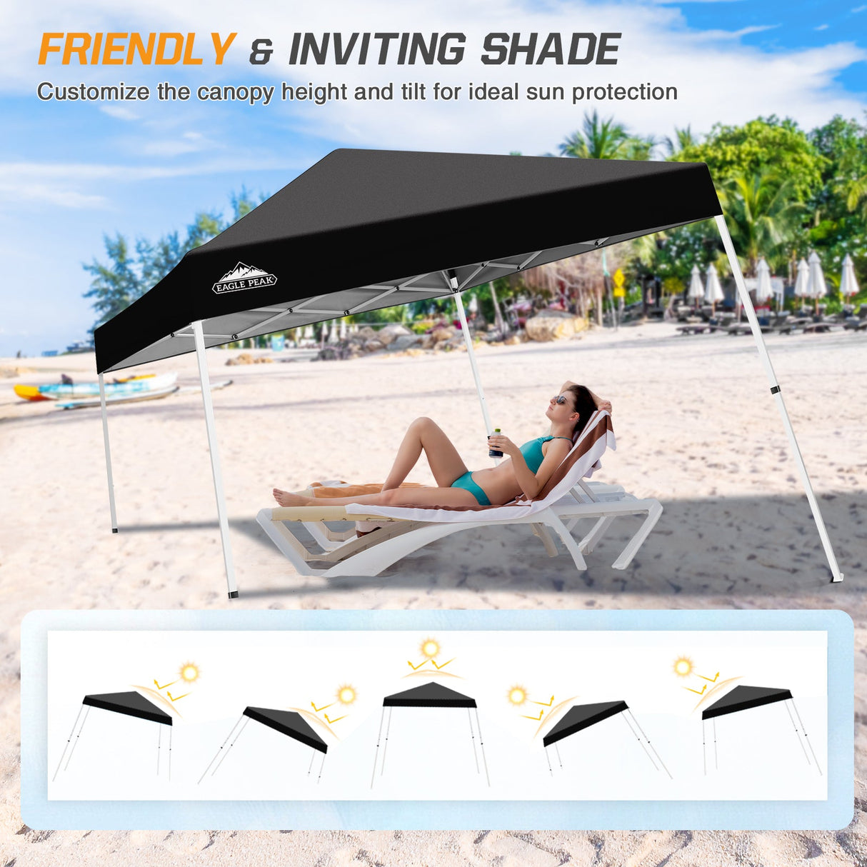 Slant Leg Pop up Canopy Tent, 10x10 Base 8x8 Top - Eagle Peak Custom Canopy Tent