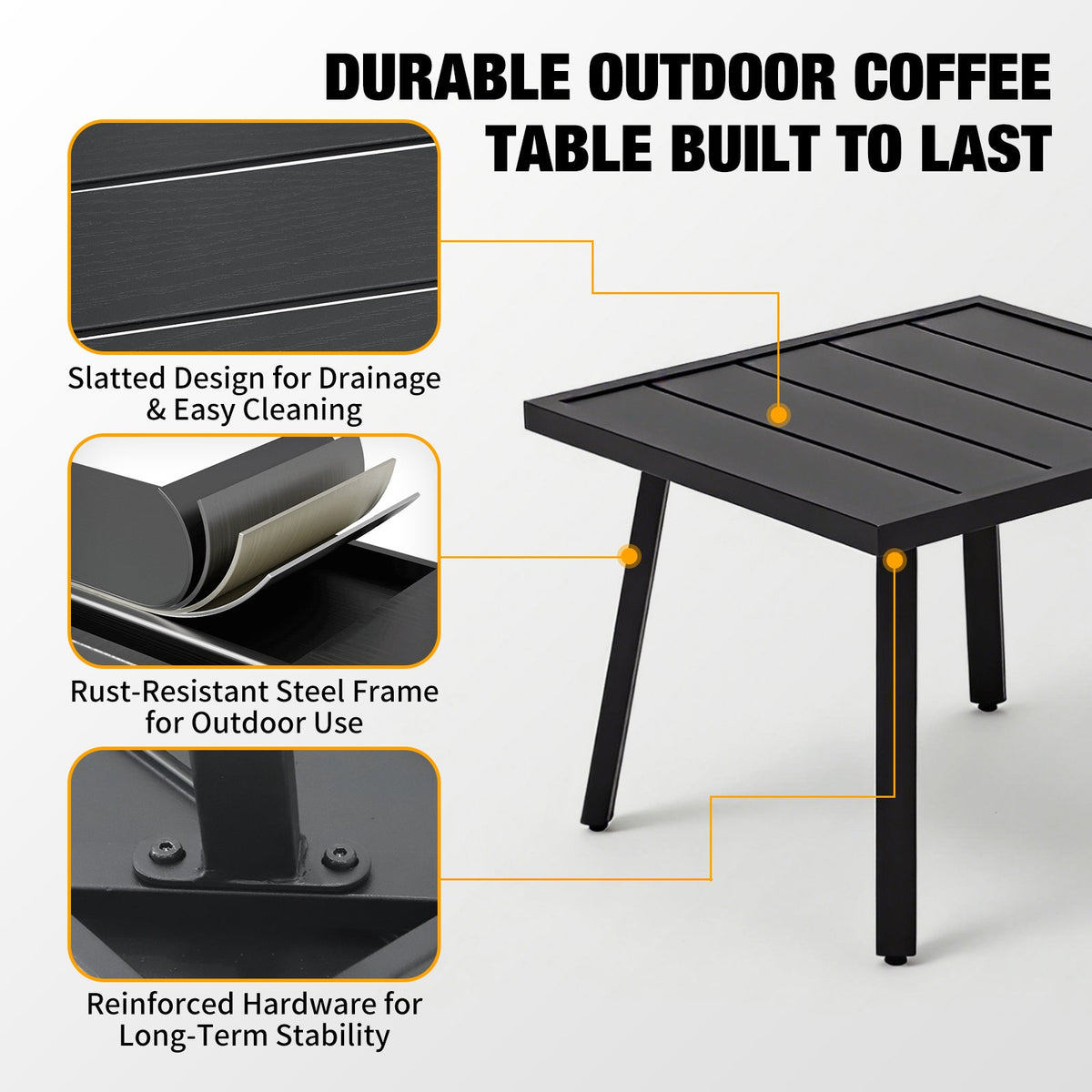 Small Patio Side Table/Coffee Table, Square/Rectangle - Eagle Peak®