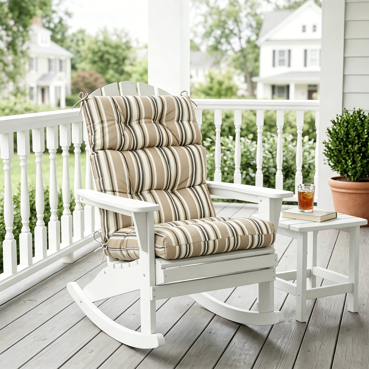 Tufted Outdoor/Indoor High Back Patio Chair Cushion, Set of 1, 46'' x 22'' - Eagle Peak