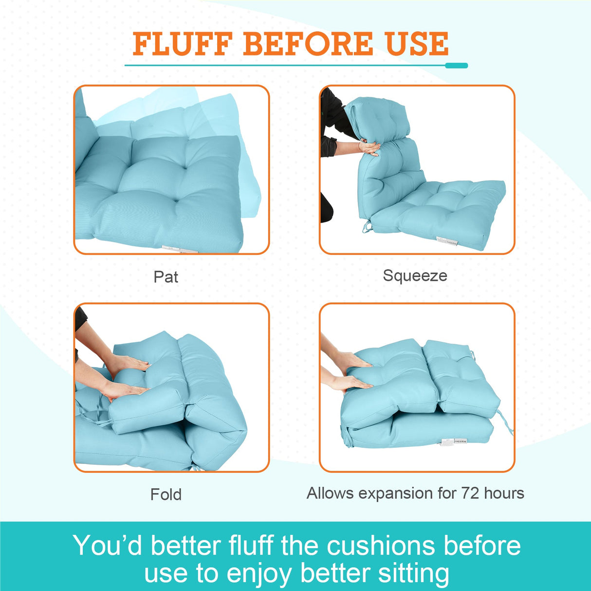 Tufted Outdoor/Indoor High Back Patio Chair Cushion, Set of 1, 46'' x 22'' - Eagle Peak Custom Canopy Tent