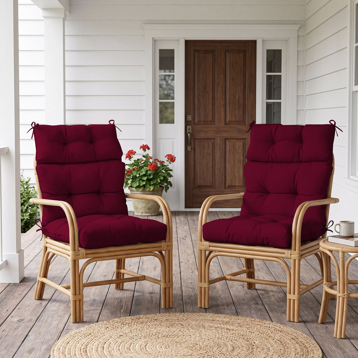 Tufted Outdoor/Indoor High Back Patio Chair Cushions, Set of 4, 46'' x 22'' - Eagle Peak