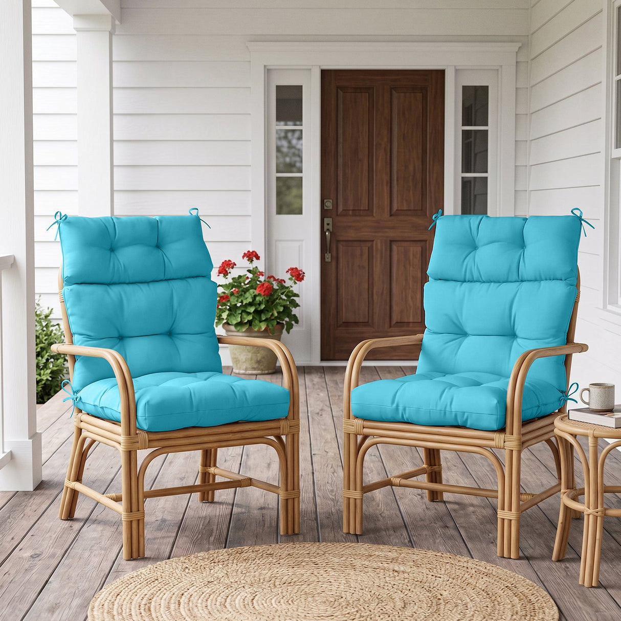 Tufted Outdoor/Indoor High Back Patio Chair Cushions, Set of 4, 46'' x 22'' - Eagle Peak
