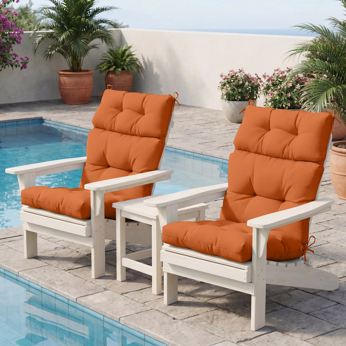 Tufted Outdoor/Indoor High Back Patio Chair Cushions, Set of 4, 46'' x 22'' - Eagle Peak