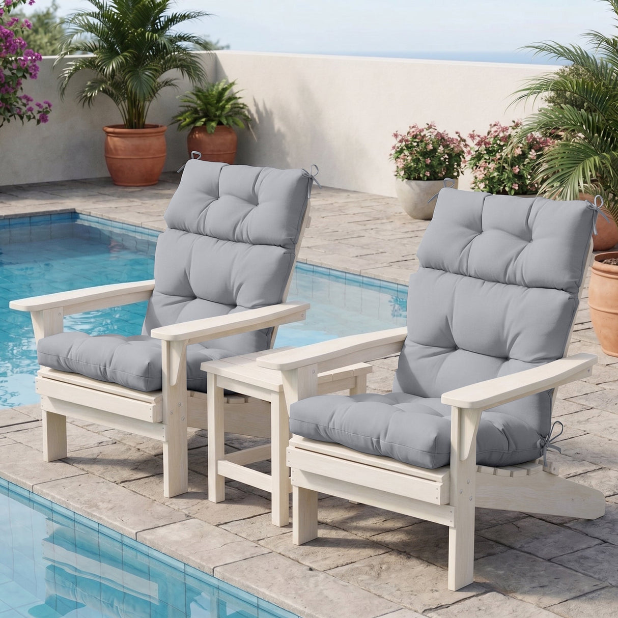 Tufted Outdoor/Indoor High Back Patio Chair Cushions, Set of 4, 46'' x 22'' - Eagle Peak