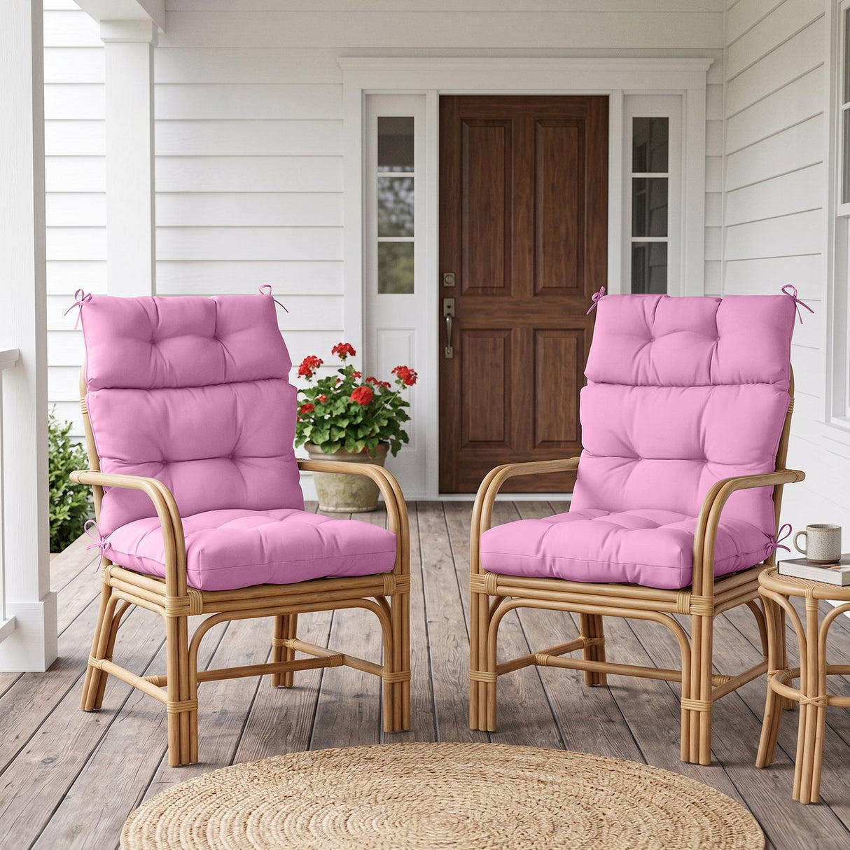 Tufted Outdoor/Indoor High Back Patio Chair Cushions, Set of 4, 46'' x 22'' - Eagle Peak
