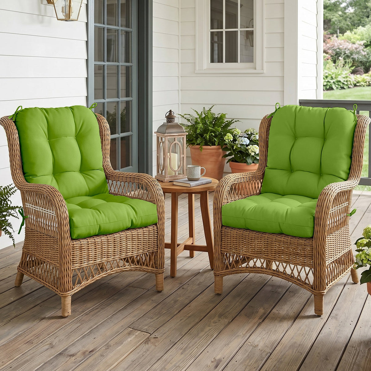 Tufted Outdoor/Indoor Seat/Back Chair Cushion, Set of 2, 42'' x 21'' - Eagle Peak