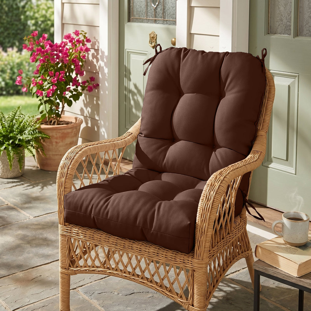 Tufted Outdoor/Indoor Seat/Back Chair Cushion, Set of 2, 42'' x 21'' - Eagle Peak