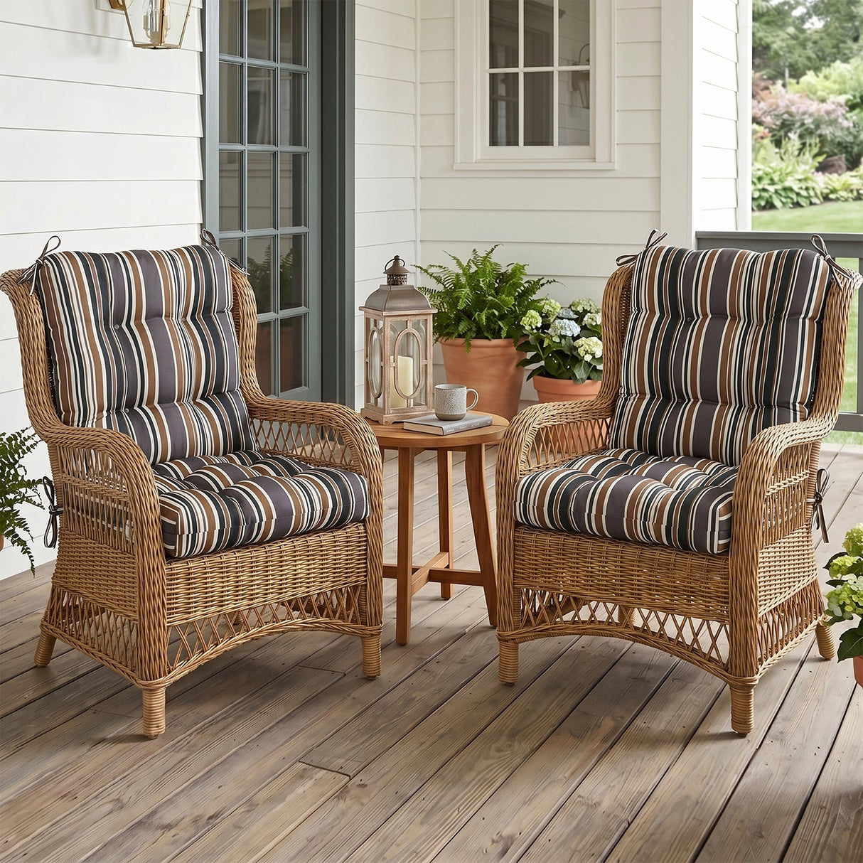 Tufted Outdoor/Indoor Seat/Back Chair Cushions, Set of 2, 42'' x 21'' - Eagle Peak