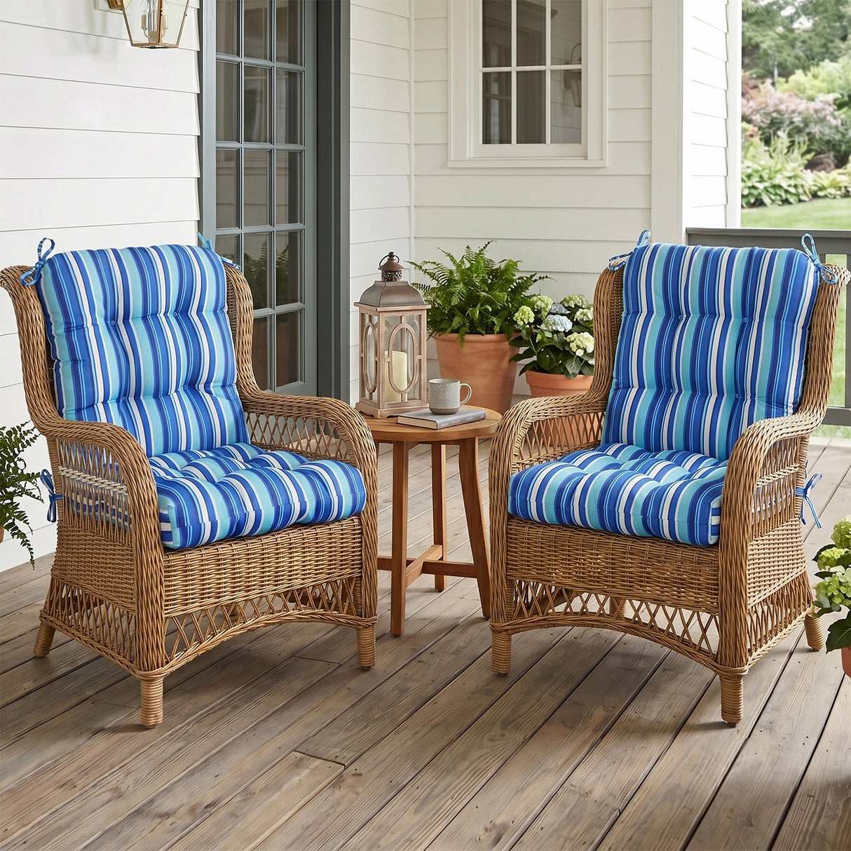 Tufted Outdoor/Indoor Seat/Back Chair Cushions, Set of 2, 42'' x 21'' - Eagle Peak