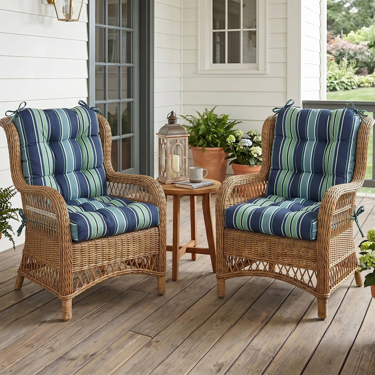 Tufted Outdoor/Indoor Seat/Back Chair Cushions, Set of 2, 42'' x 21'' - Eagle Peak