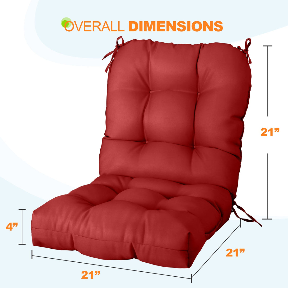 Tufted Outdoor/Indoor Seat/Back Chair Cushions, Set of 4, 42'' x 21'' - Eagle Peak Custom Canopy Tent