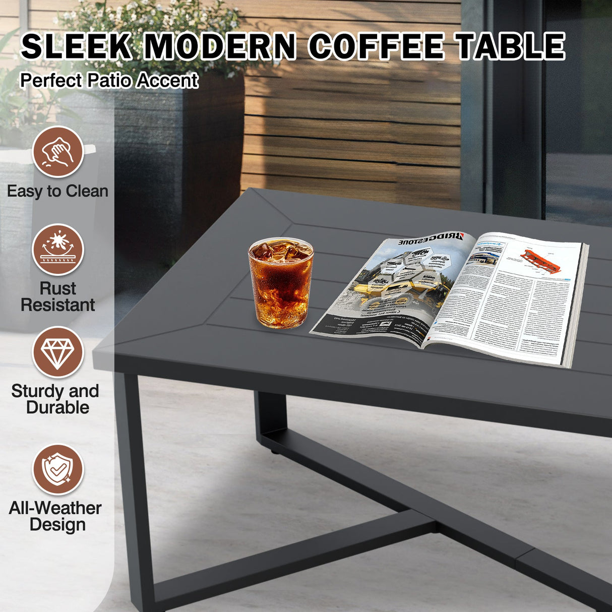 Urban Slate 2 Piece Modern Outdoor Patio Furniture Set, Couch and Coffee Table Set - Eagle Peak Custom Canopy Tent