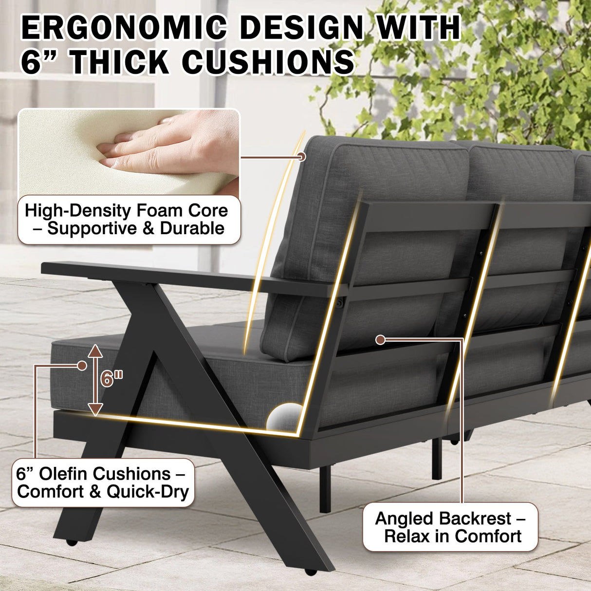 Urban Slate 2 Piece Modern Outdoor Patio Furniture Set, Couch and Coffee Table Set - Eagle Peak Custom Canopy Tent