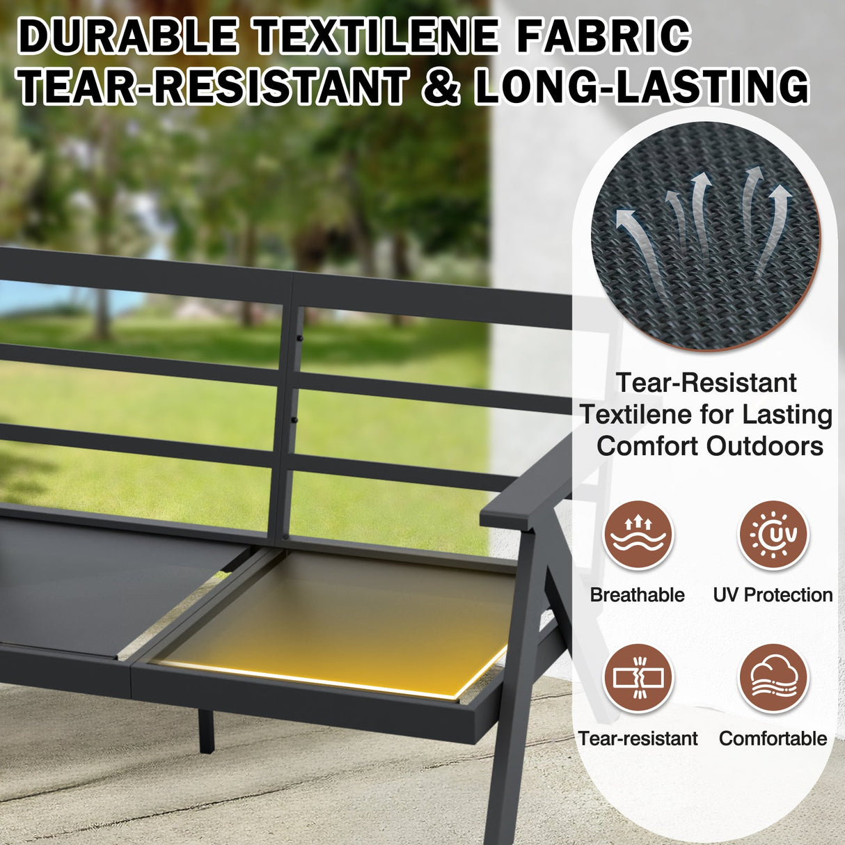 Urban Slate 2 Piece Modern Outdoor Patio Furniture Set, Couch and Coffee Table Set - Eagle Peak Custom Canopy Tent