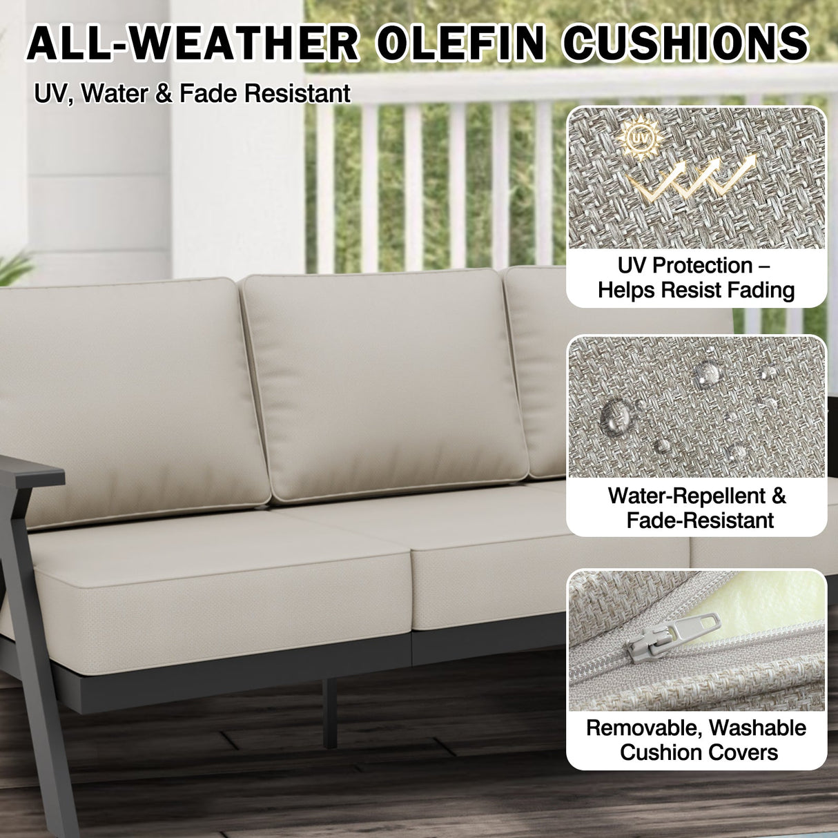 Urban Slate 2 Piece Modern Outdoor Patio Furniture Set, Couch and Coffee Table Set - Eagle Peak Custom Canopy Tent