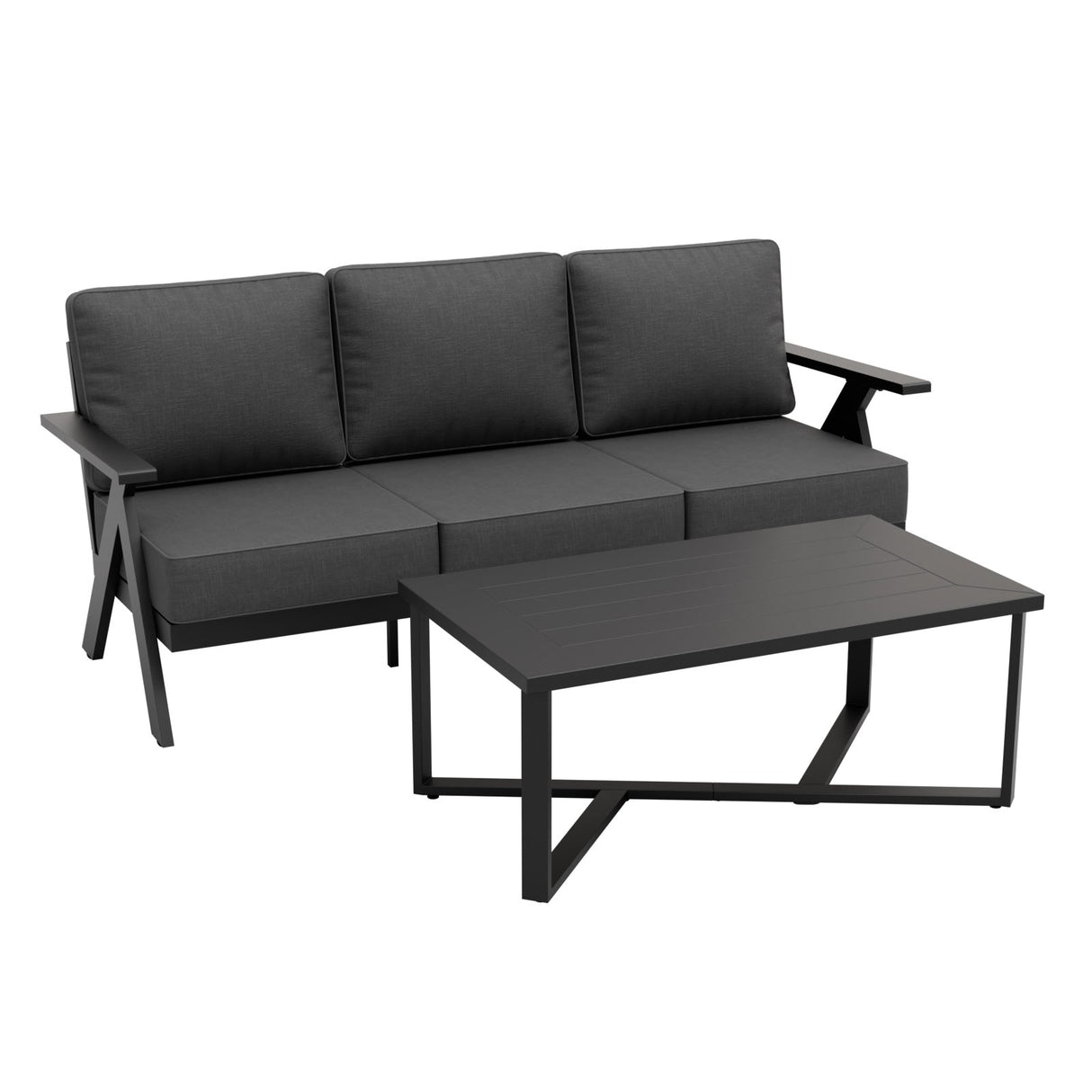 Urban Slate 2 Piece Modern Outdoor Patio Furniture Set, Couch and Coffee Table Set - Eagle Peak Custom Canopy Tent