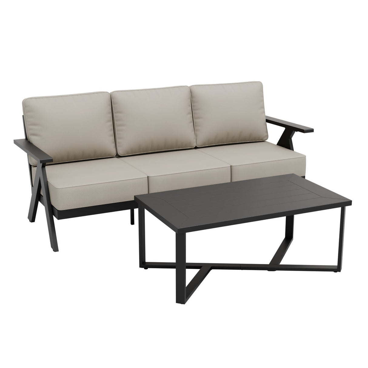 Urban Slate 2 Piece Modern Outdoor Patio Furniture Set, Couch and Coffee Table Set - Eagle Peak Custom Canopy Tent