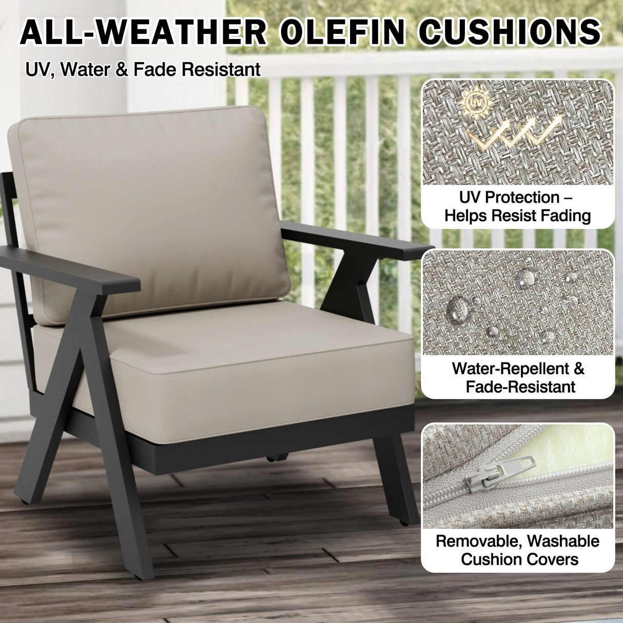 Urban Slate 3 Piece Outdoor Bistro Set, Black/Beige, Black/Gray - Eagle Peak Custom Canopy Tent